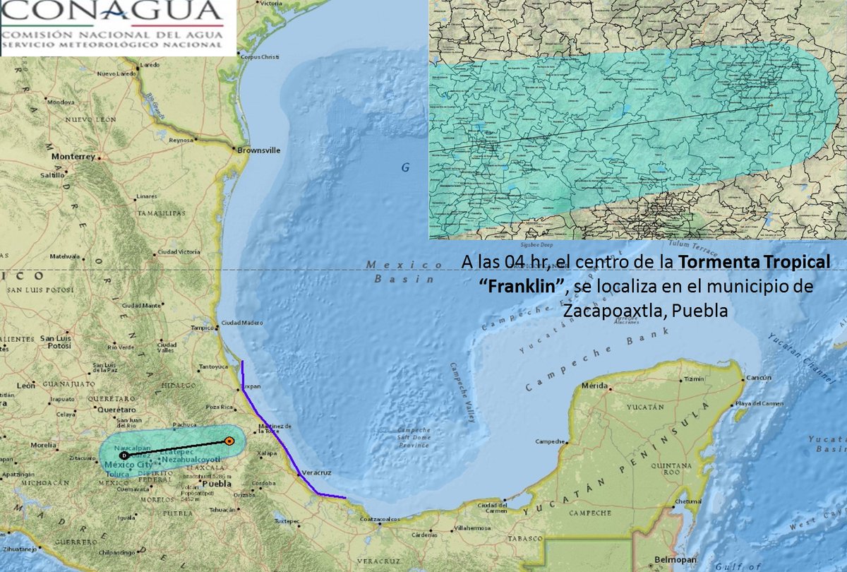 huracan franklin se degrada tormenta tropical Puebla
