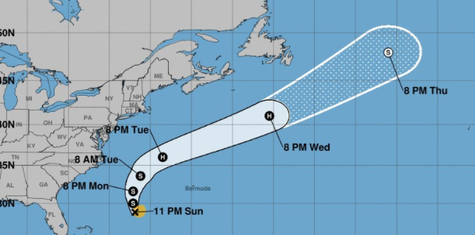 Mapa de la posible trayectoria de la tormenta 'Gert' en el Atlántico