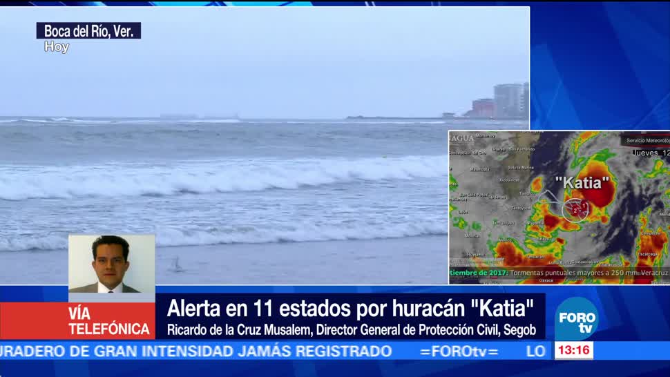 Alerta en 11 estados por huracán Katia