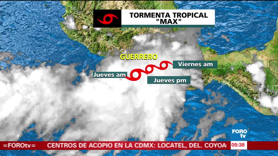 Tormenta tropical 'Max' se sitúa frente al costas de Acapulco