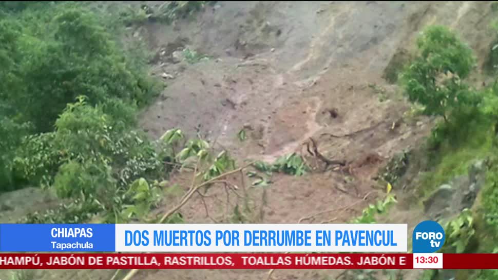 Reportan dos muertos por derrumbe en Pavencul Chiapas