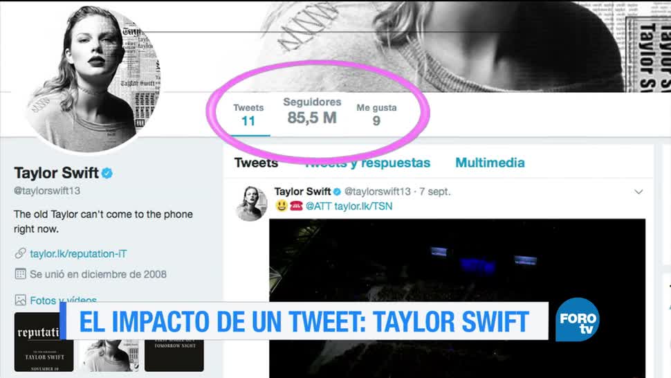 El impacto de un tweet de Taylor Swift