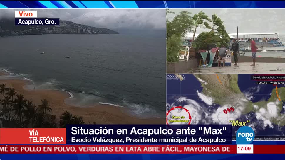 Hasta ahora no hay daños por Max en Acapulco Evodio Velázquez