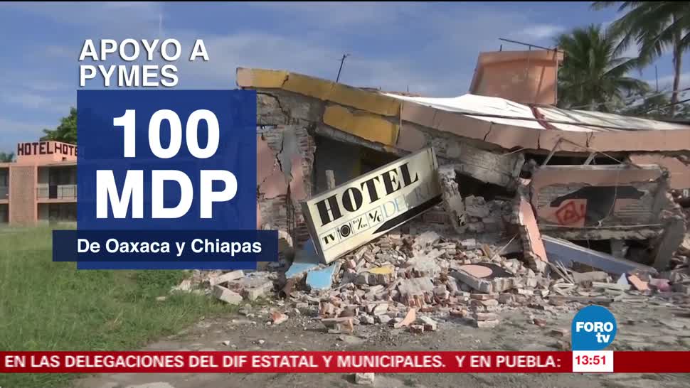 Destinarán 100 millones de pesos a PyMes afectadas de Oaxaca y Chiapas