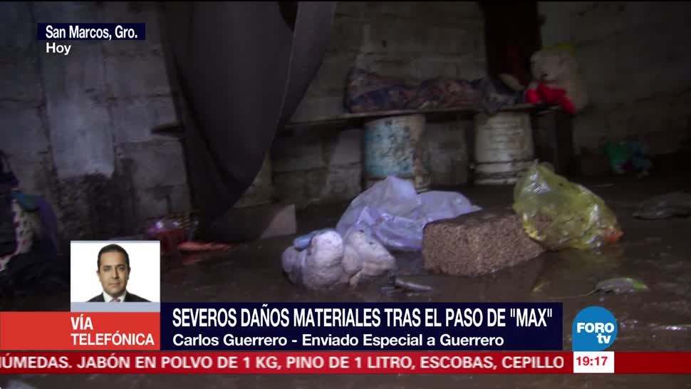 'Max' deja severos daños materiales en San Marcos Guerrero