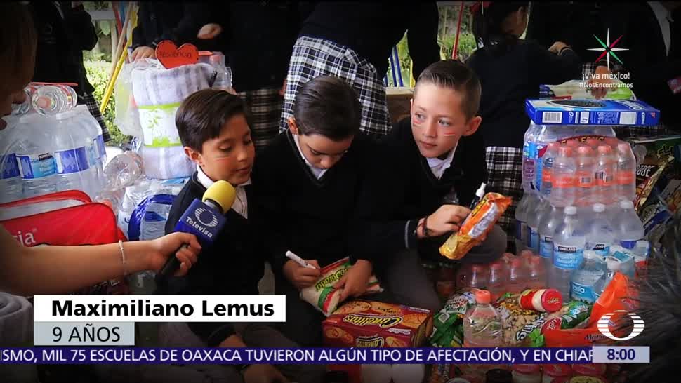 Niños envían ayuda humanitaria con mensajes de apoyo a damnificados del sismo