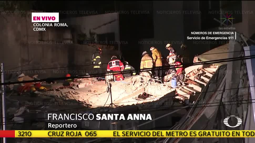 Continúa rescate en edificio derrumbado en avenida Álvaro Obregón