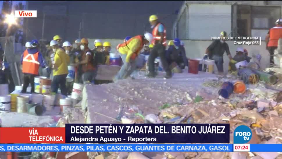 Siguen labores de rescate en la delegación Benito Juárez tras sismo