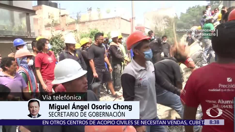 Osorio Chong: Se brinda atención médica y psicológica a afectados por sismo