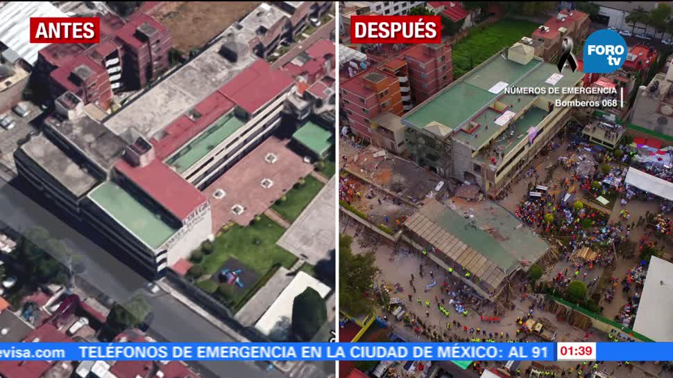 Colegio Rébsamen antes y después del sismo