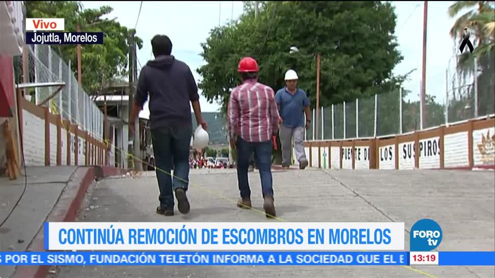 Continúa la remoción de escombros en Morelos