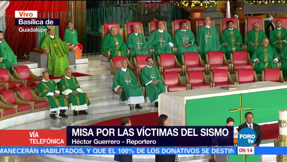 Realizan misa por las víctimas de sismo en la Basílica de Guadalupe