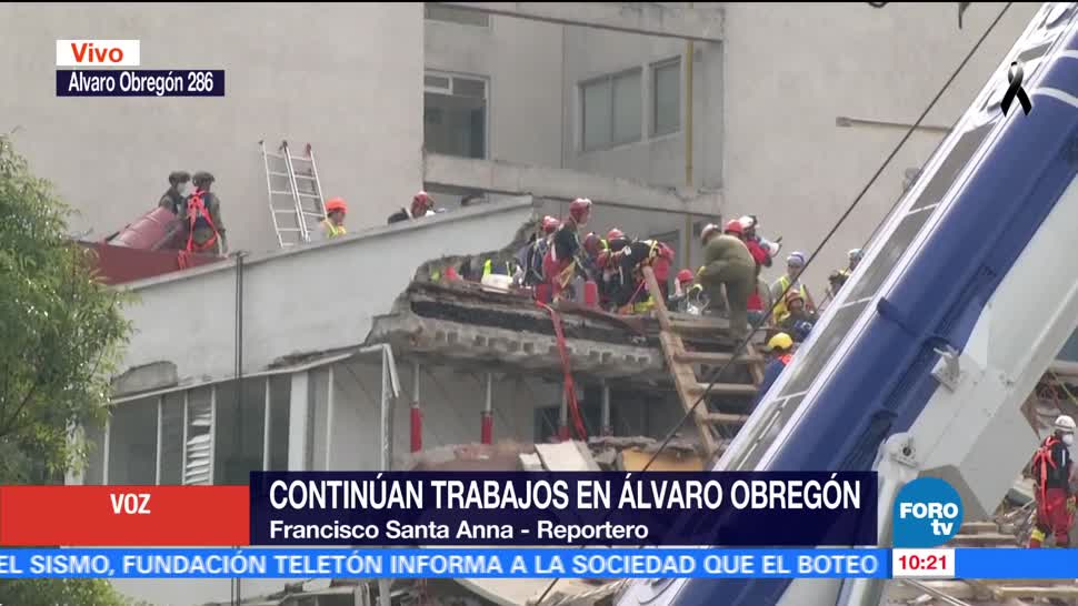 43 familias están al pendiente de labores de rescate en Álvaro Obregón 286