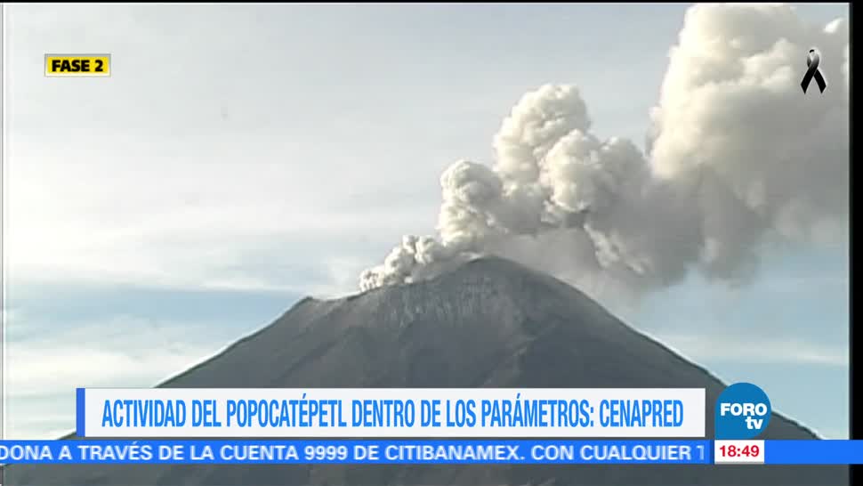 Dentro de los parámetros normales, actividad del Popocatépetl: Cenapred