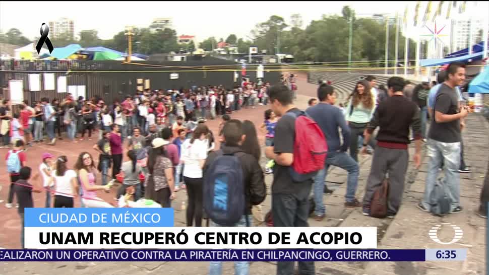 Estudiantes entregan a UNAM control de víveres recaudados en Estadio Olímpico