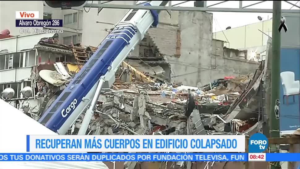 Recuperan más cuerpos en edificio colapsado en Álvaro Obregón