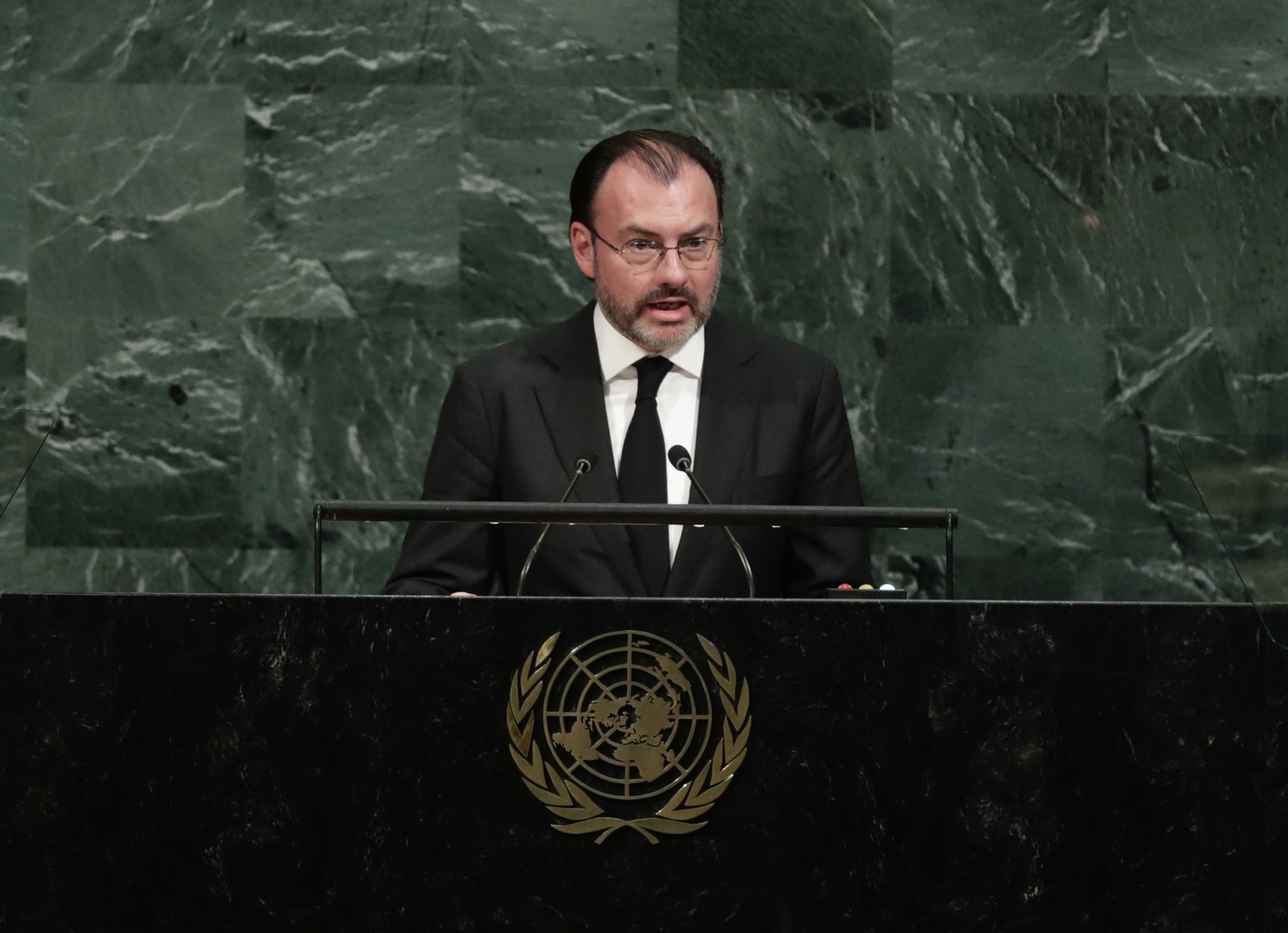 Luis Videgaray habla en la Asamblea de la ONU
