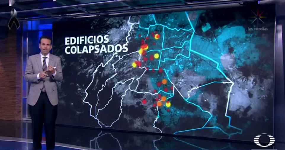 Carlos Loret muestra mapa de edificios colapsados tras sismo 19s