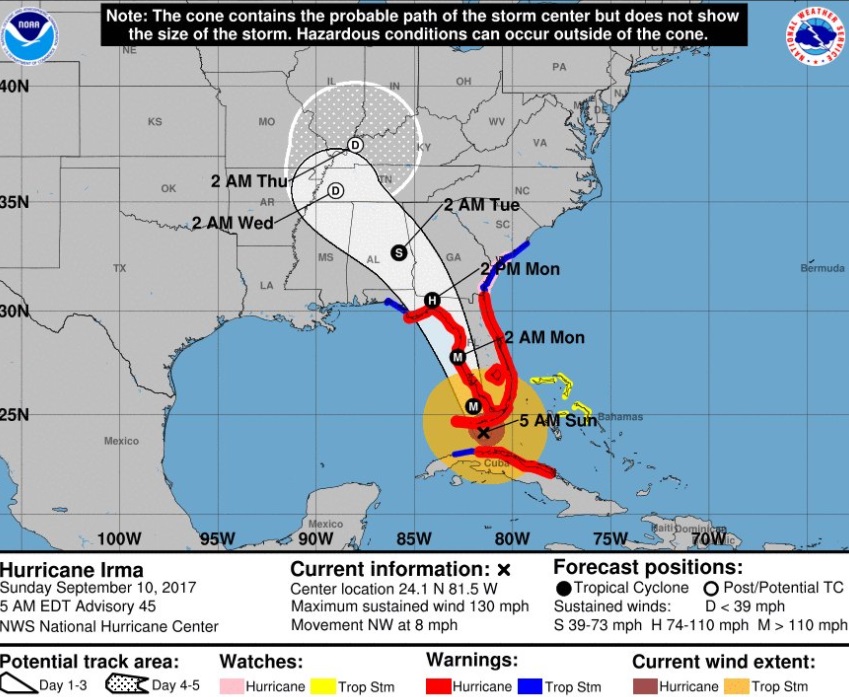 ‘Irma’ toca la zona sur de los Cayos de Florida