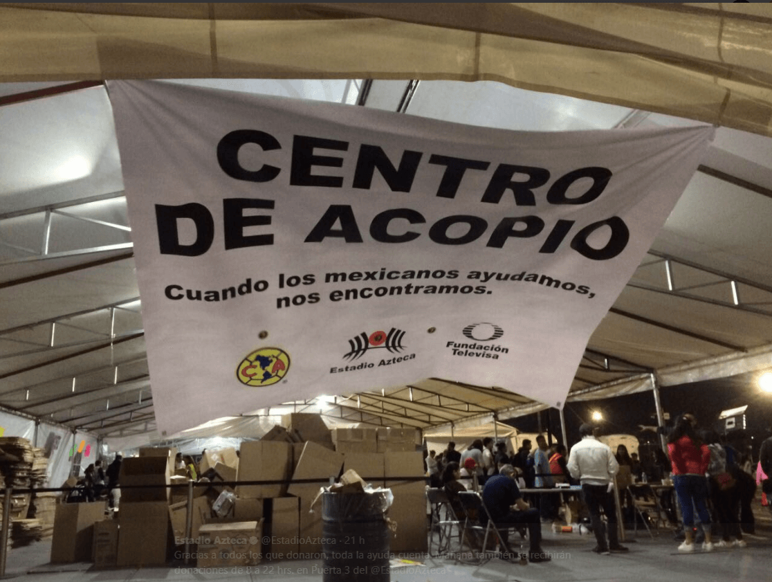 Fundacion Televisa instala centros de acopio para damnificados por sismo