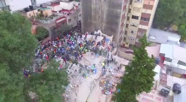 Colapsa edificio sismo CDMX imagen dron