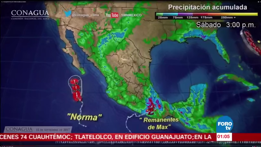 El huracán 'Norma' cambia levemente de dirección