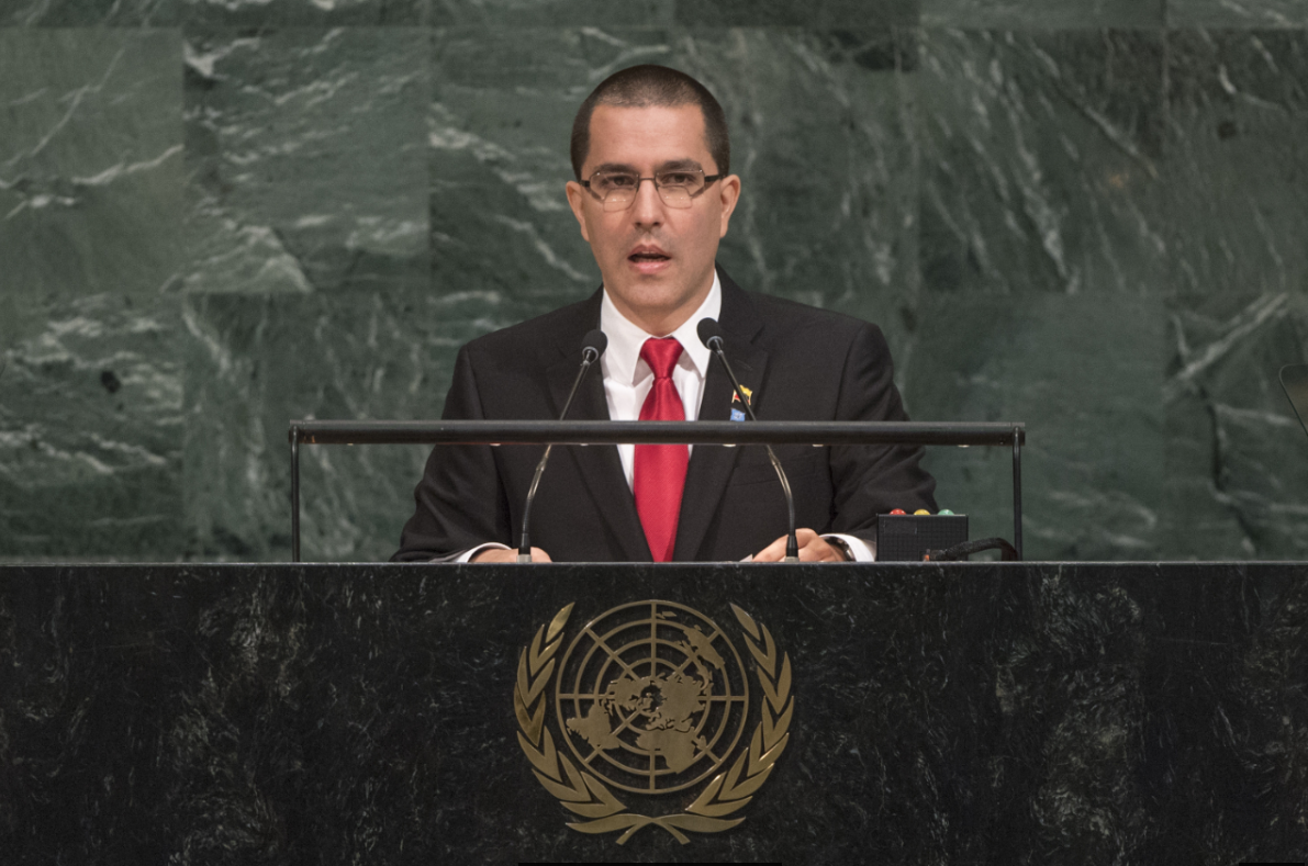 El ministro de Exteriores de Venezuela, Jorge Arreaza, habla ante la Asamblea General de la ONU