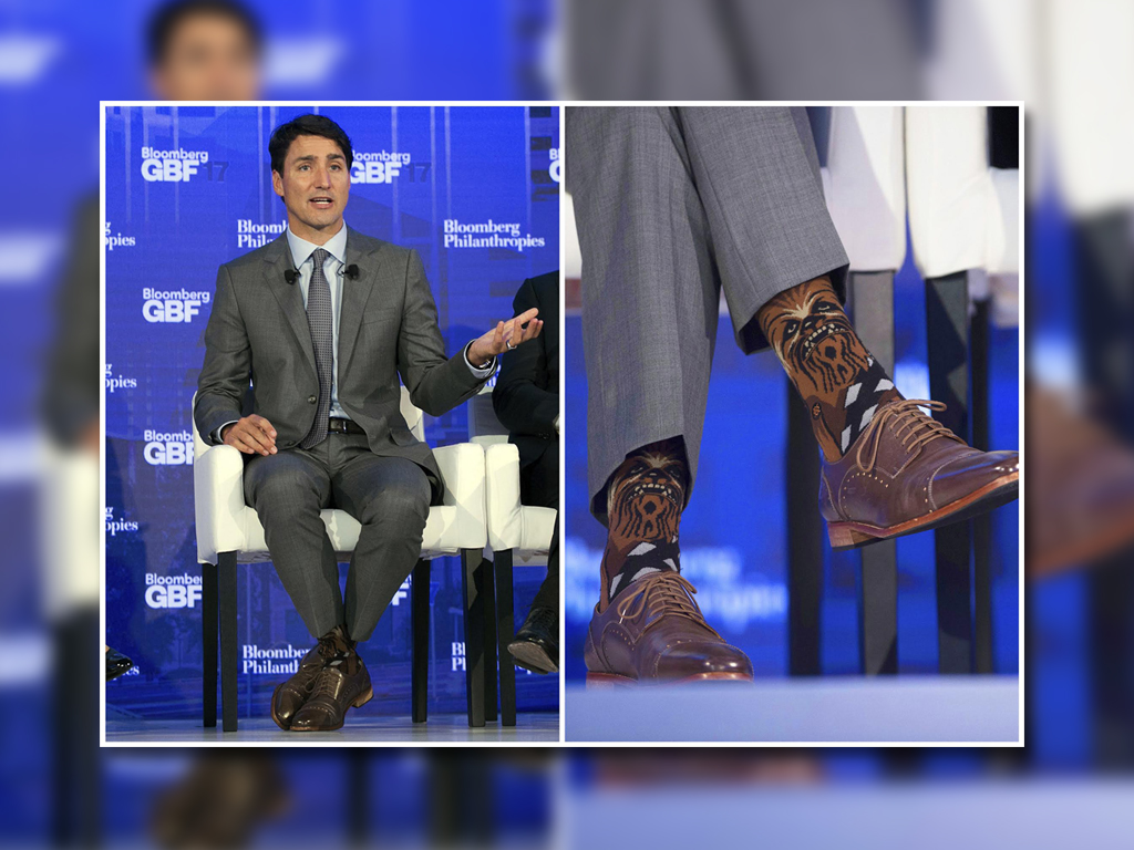 Justin Trudeau causó polémica con sus calcetines de Chewbacca