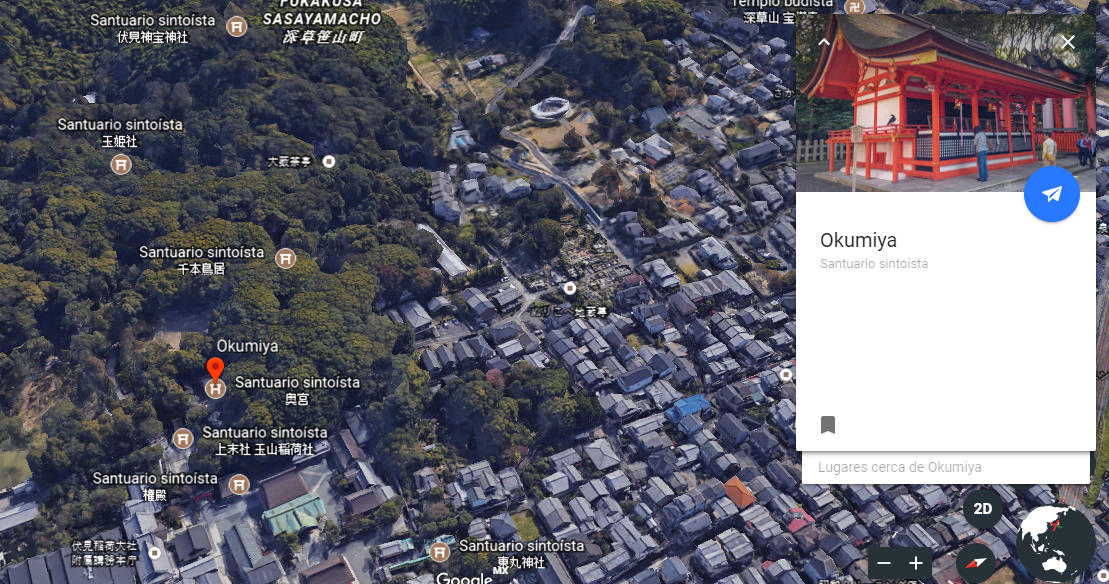 Google Earth te lleva al santuario de Okumiya, en Japón