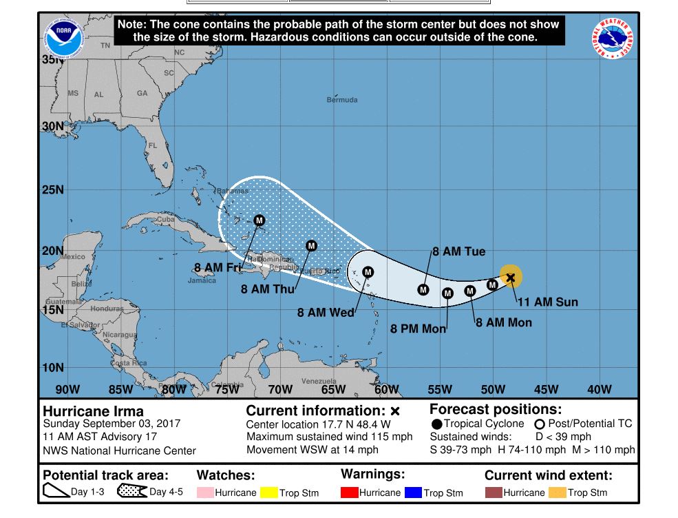'Irma' vuelve a ser huracán categoría 3 en su ruta hacia el Caribe