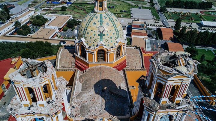 Iglesia de los Remedios en San Andrés Cholula, Puebla, tras sismo