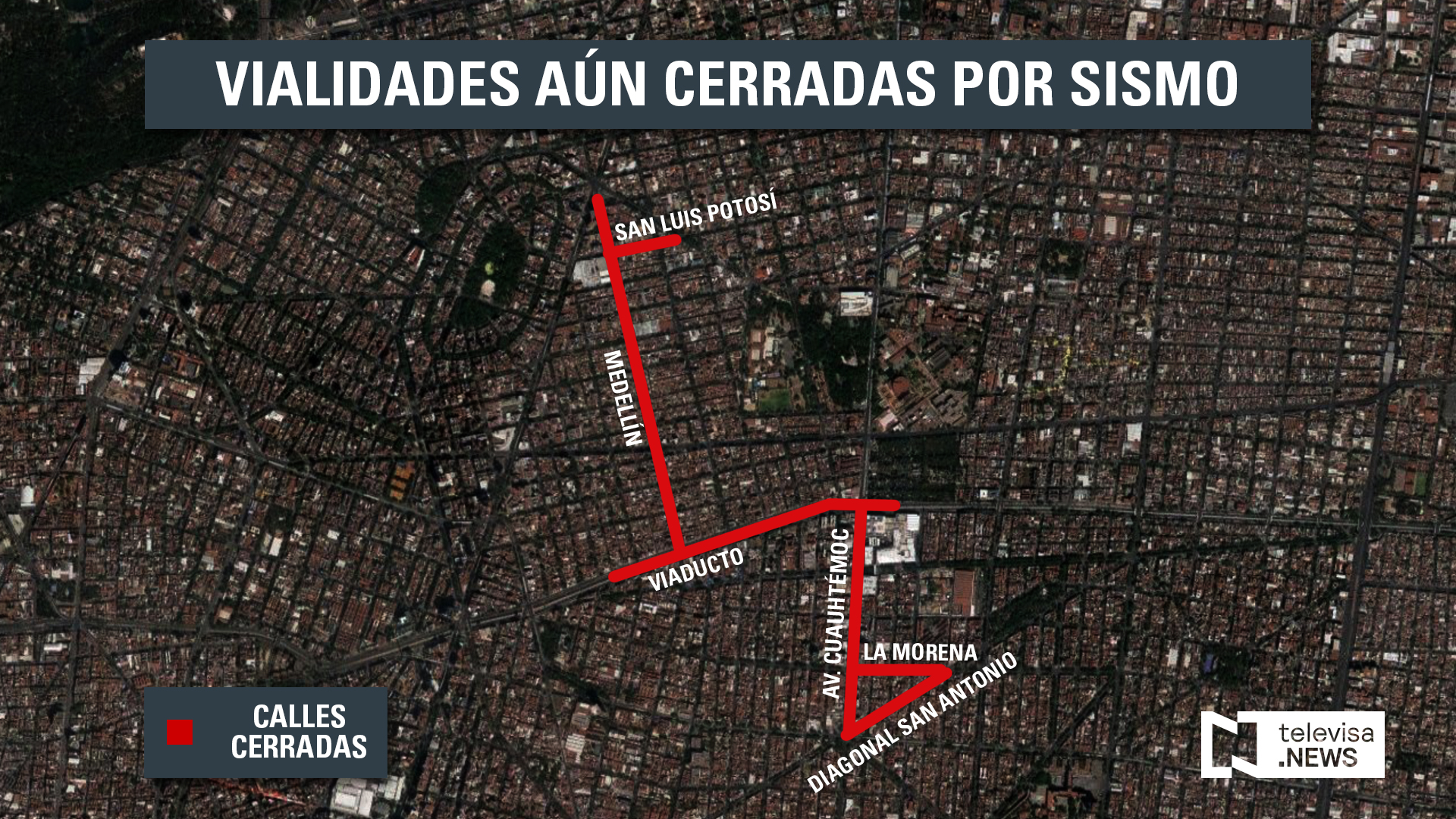 Mapa de calles cerradas Narvarte y Condesa por rescates tras sismo CDMX 