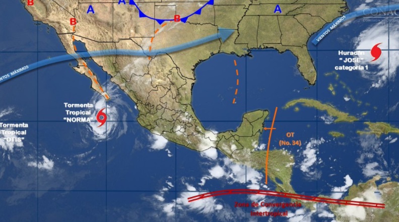 Norma afectará con lluvias al noroeste y occidente de la República Mexicana