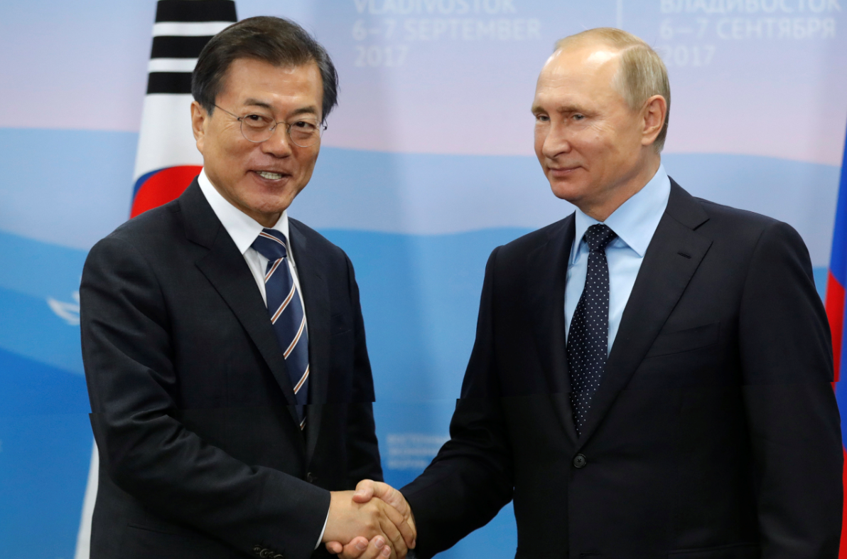 Los presidentes de Corea del Sur y de Rusia,