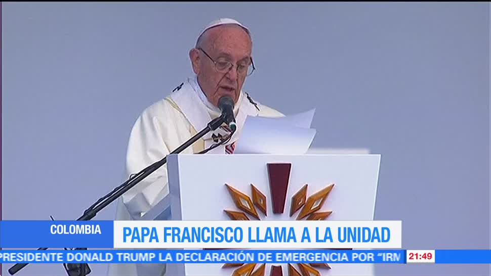 Papa Francisco llama a la unidad en Colombia