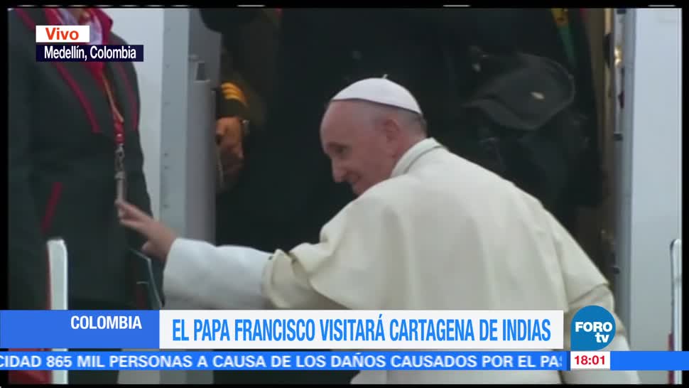 Papa Francisco se traslada a Cartagena de Indias, Colombia