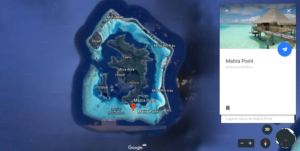 Playas de Bora Bora vistas a través de Google Earth 