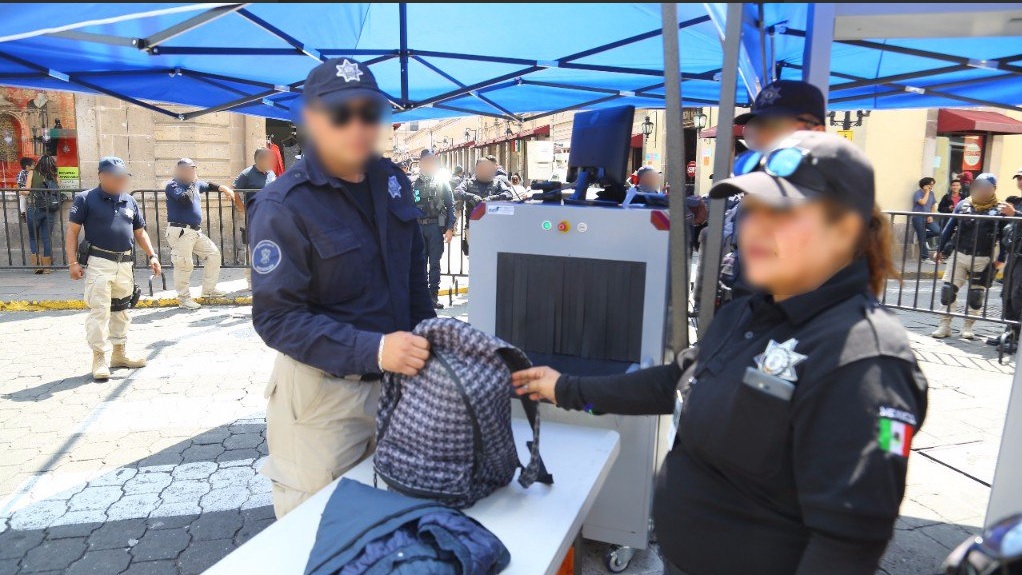 Refuerzan seguridad en Centro Histórico de Morelia, Michoacán