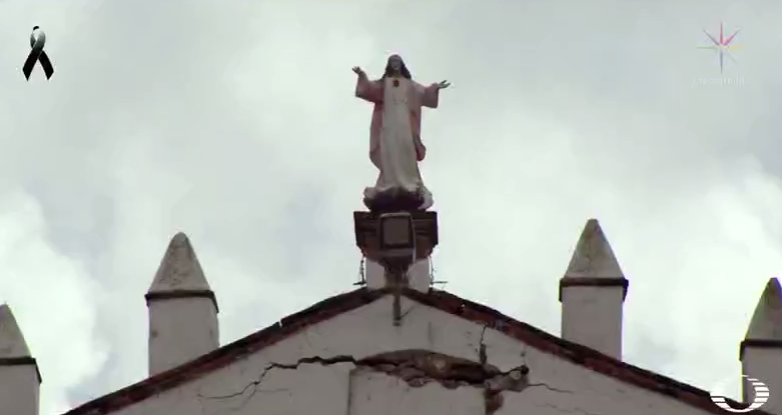 Iglesia afectada en Tlatempa, Estado de México, por sismo 19 de septiembre 