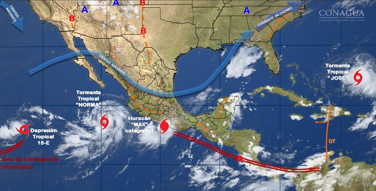 Desplazamiento de tormenta tropical Norma en BCS