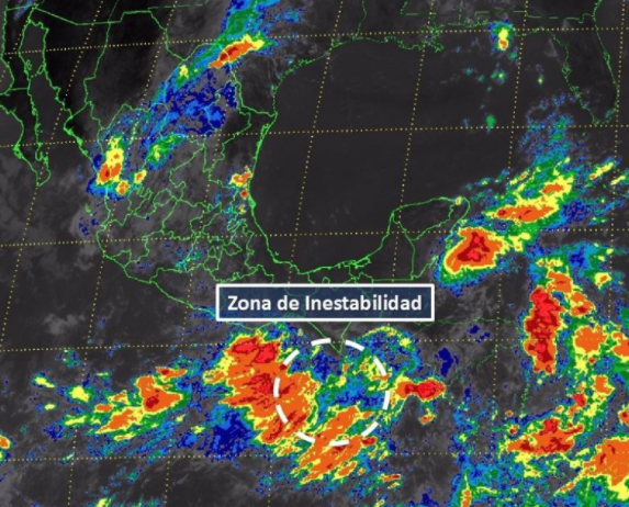 Mapa de la zona de inestabilidad frente a costas de Chiapas