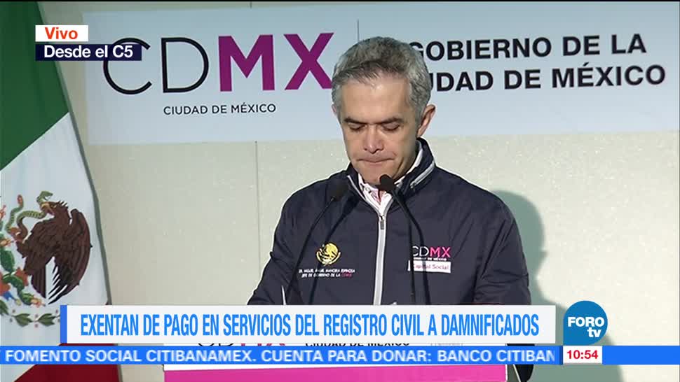 CDMX exenta de pago en servicios del Registro Civil a damnificados por sismo