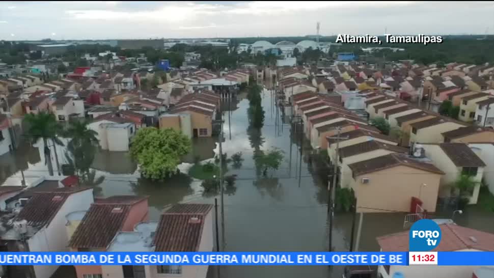 Semar apoya desalojo en zonas inundadas de Tampico, Tamaulipas