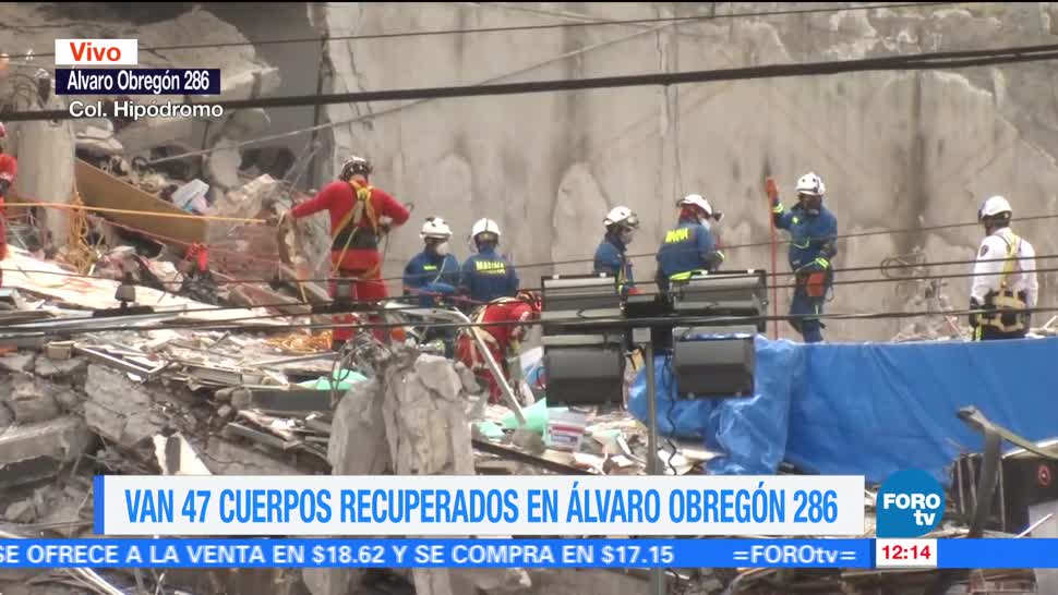 Esperan rescatar dos cuerpos bajo escombros de Álvaro Obregón 286