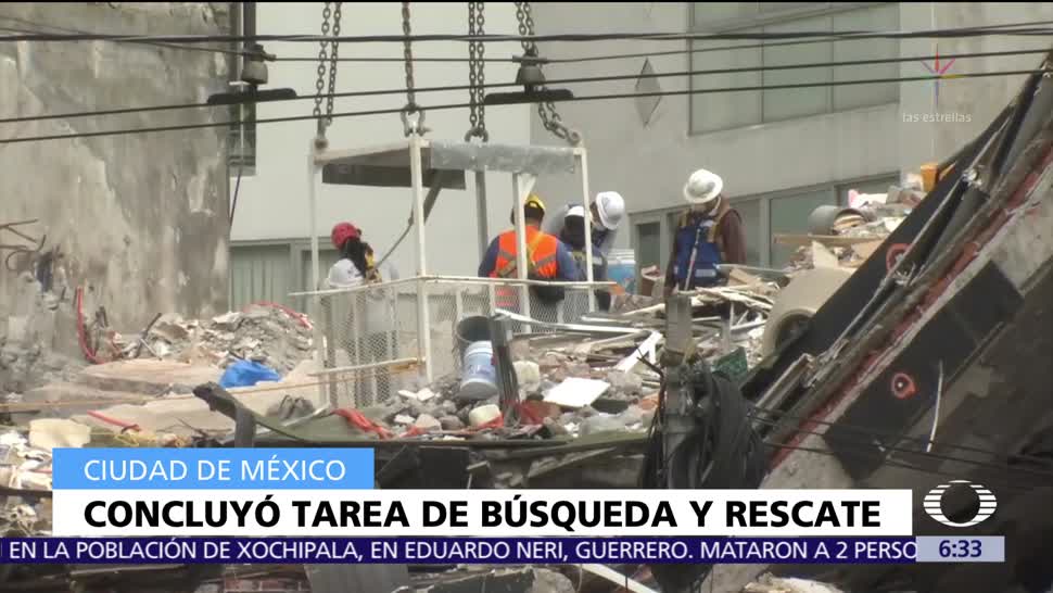 Concluye búsqueda de cuerpos entre escombros de la CDMX tras sismo