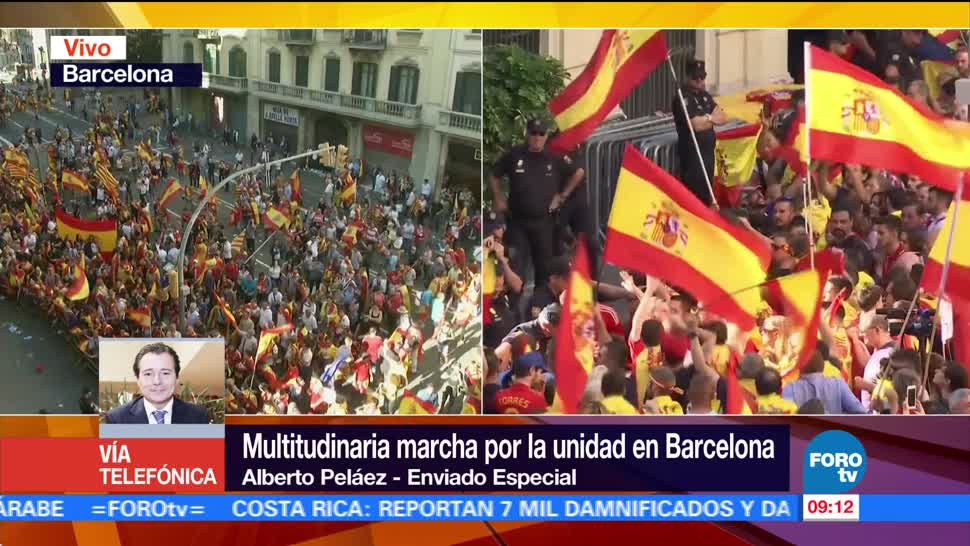 Multitudinaria marcha por la unidad en Barcelona