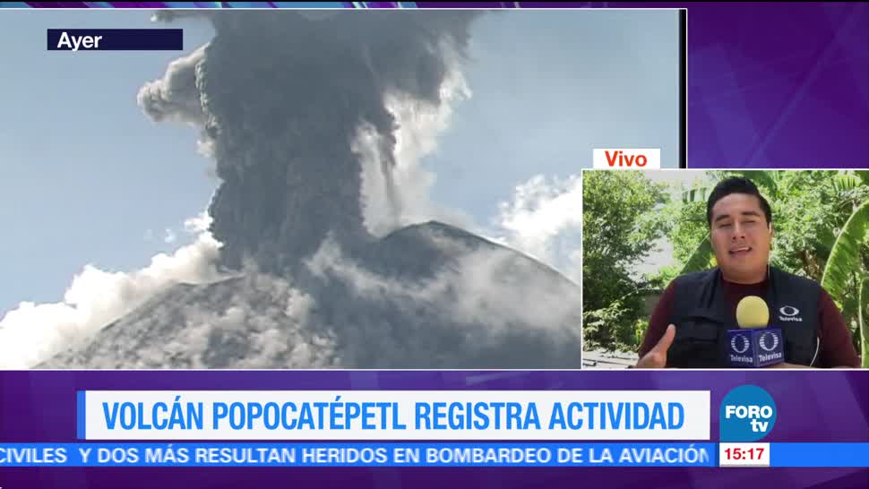 Exhalaciones del volcán Popocatépetl permanecen este domingo