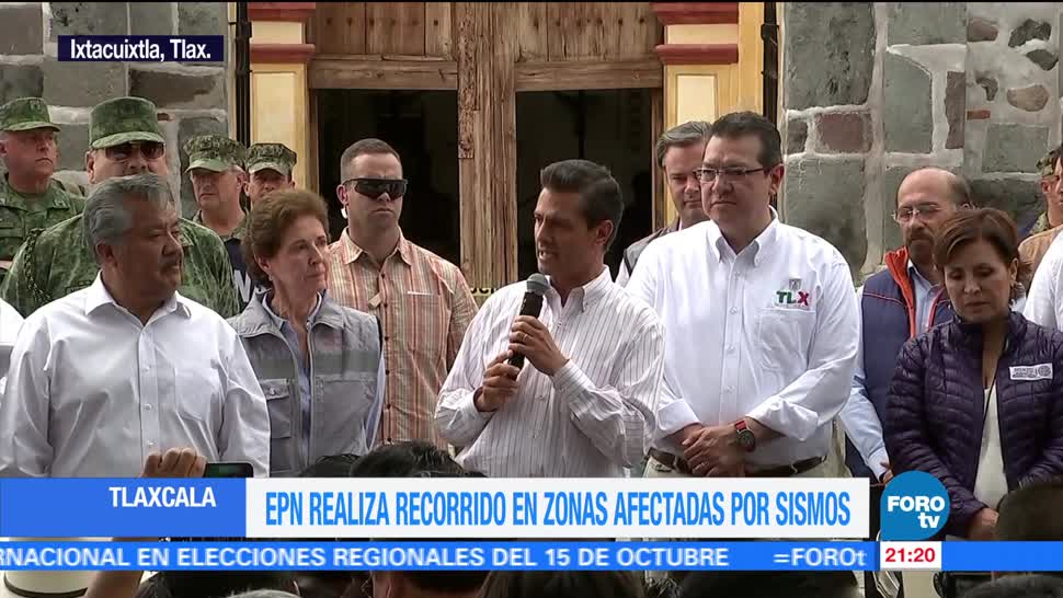 Peña Nieto recorre zonas afectadas en Tlaxcala por sismos