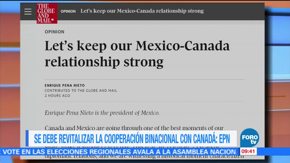 México debe revitalizar cooperación con Canadá, dice Peña Nieto