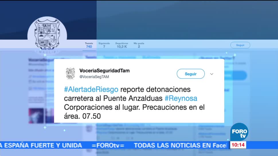 Emiten alerta de riesgo en Reynosa, Tamaulipas